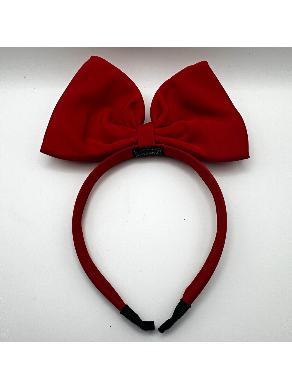 Hand Made Women’s Red Fabric Headband Solid Bow Accent Handmade Casual